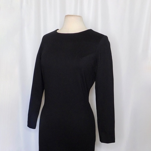 AMANDA UPRICHARD Black Open Back Bow Ponte Knit Dress Sheath Classic Large - Picture 7 of 13